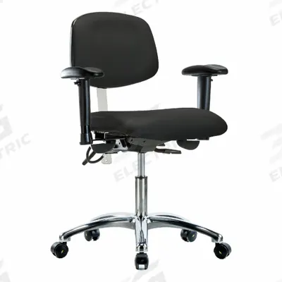 APPROVED VENDOR ESD/Cleanroom Chair: Vinyl, Arms Included, Ht Range 19 in to 24 in, 19 in Seat Wd - Vinyl ESD & Cleanroom Chairs
