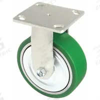 APPROVED VENDOR Plate Caster: Rigid, Polyurethane, 5 in Wheel Dia, 2 in Wheel Wd, Medium Duty, Rigid (MPN 1ULP4). Key specifications — Wheel/Tread Color: Green; Brand: APPROVED VENDOR; Roll Up: Rigid.