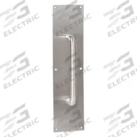 TRIMCO Door Pull Plate: 4 in Wd, 16 in Ht, Stainless Steel (MPN 1017-3C.710CU). Key specifications — Color: Gray; Material: Copper Alloy; Operation Type: Hand Pull; Brand: TRIMCO.