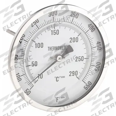 APPROVED VENDOR Dial Thermometer: 50°F to 550°F /10°C to 290°C, 6 in Stem Lg - Back-Mount Fixed-Angle Thread-Mount Dial Thermometers