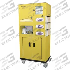 BOWMAN DISPENSERS Isolation Cart: 26 7/8 in Overall Wd, 16 11/16 in Overall Dp, Clear/Gray/Yellow (MPN CT030-0000). Key specifications — Material: Aluminum; Color: Clear/Gray/Yellow; Brand: BOWMAN DISPENSERS; Product Type: Isolation Cart; Compatible Dispensing Product: Overalls.