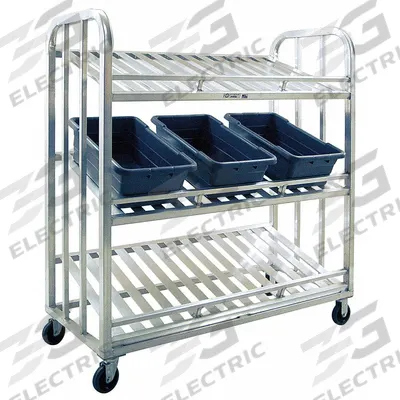 NEW AGE INDUSTRIAL Stock Truck: 1,000 lb, 1-Sided Lipped Lip, 3 Shelves, Polyurethane - Corrosion-Resistant Gravity-Flow Dual-Side-Access Slat-Wall Stock Trucks