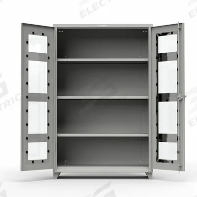 STRONG HOLD Storage Cabinet: 48 in x 24 in x 75 in, Legs, 3 Adj Shelves, Medium Gray - Industrial Clearview Shelf Cabinets
