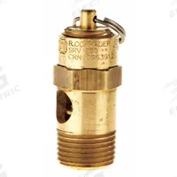 CONRADER Safety Valve: Soft Seat, 3/8 in (M)NPT Inlet (In.), 3/8 in (F)NPT Outlet (In.), Brass (MPN SRV250-3/8-CE-145). Key specifications — attr291993: Soft Seat; attr291998: Brass; attr292007: Silicone; attr292009: Brass; attr294753: CONRADER.