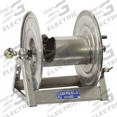 COXREELS Hand Crank Hose Reel: 200 ft (3/4 in I.D.), 17 5/8 in L x 17 3/8 in W x 18 3/4 in H - Corrosion-Resistant Stainless Steel Hand-Crank Hose Reels