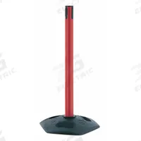 TENSABARRIER Single Belt Receiver Post: Round Sloped, 38 in Post Ht, Red, Plastic, Nonfillable Base (MPN 886-21-RCV). Key specifications — Brand: TENSABARRIER; Post Color: Red; Post Material: Plastic; Base Material: Rubber; Base Shape: Sloped.