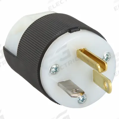 HUBBELL Straight Blade Plug: 5-20P, 125V AC, 20 A, 2 Pole, 3 Blade, Black/White (MPN HBL5366C) - General Purpose Plugs