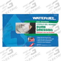 WATERJEL Burn Face Dressing: 16 in Dressing Lg, 12 in Dressing Wd, Sterile, 10 PK (MPN B1216-20.69.000). Key specifications — Water Resistance: Not Water Resistant; Standards: FDA; Manufacturer Part Number: B1216-20.69.000; Package Type: Packet; Product Type: Facial Burn Dressing; Sterility: Sterile; Brand: WATERJEL; Fastener Included: Fastener Not Included.
