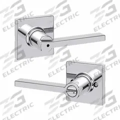 KWIKSET Door Lever Lockset: Privacy Lever Locksets, Chrome, ADA Compliant (MPN 300CSL-SQT-26-6AL-RCS). Key specifications — Ligature Resistance: Not Ligature-Resistant; Brand: KWIKSET; Lockset Function ANSI Code: F76; Visual Indicator Message: No Message; Lockset Style: Rose; ADA Compliant: Yes; Finish: Bright Chromium-Plated : Zinc.