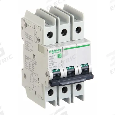 SCHNEIDER Miniature Circuit Breaker: 8 A Amps, 14kA at 120/240V AC, Screw Clamp - C-Curve, 3-Pole UL489 DIN Rail-Mount Miniature Circuit Breakers