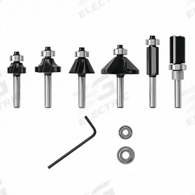 BOSCH Router Bit Set: Fractional Inch, 6 Pieces - Carbide-Tipped Router Bit Sets