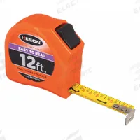 KESON Tape Measure: Nonmagnetic Single Hook Tip, 12 ft, Plastic, Orange (MPN PGTFD12V). Key specifications — attr935324: KESON; attr942259: Orange; attr935326: Vertical Read; attr935328: 1/16 in; attr935329: Inches; attr935337: SAE/Fractional-Read; attr936607: Manual Lock; attr972446: Inch/Fractional-Read.
