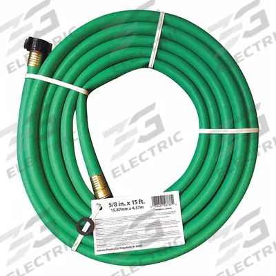 APPROVED VENDOR Water Hose: PVC, 5/8 in Inside Dia., 15 ft Lg, 3/4 in MGHT x 3/4 in FGHT - Leader Hoses for Garden Hose Reels