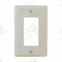 HUBBELL Wall Plate: Decorator-Rocker, 1 Gang, Almond, Jumbo Size (MPN NPJJ26LA). Key specifications — Brand: HUBBELL; Material: Nylon.