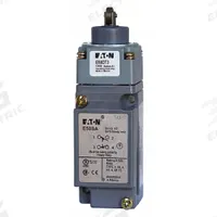 EATON Push Roller Plunger Limit Switch: Roller Plunger, Metallic, Momentary/Momentary, E50 (MPN E50AT3). Key specifications — attr1019632: EATON; attr1019639: Screw Terminals; attr1019655: Nylon; attr1023447: E50.