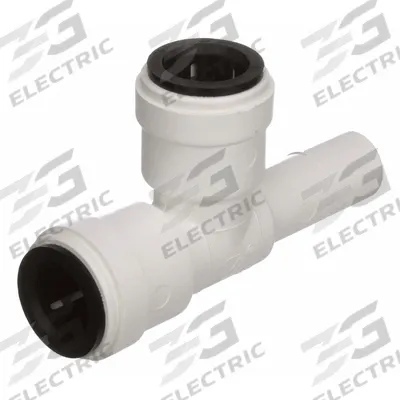 WATTS Push-Fit Tee Fitting: Tee, 1/2 in OD x 1/2 in OD x 1/2 in OD Size, Polysulfone - Polysulfone Push-to-Connect Tube Fittings