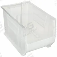 AKRO-MILS Super Size Bin: 20 in Overall Lg, 12 3/8 in x 12 in, Clear, Stacking Capable (MPN 30282SCLAR). Key specifications — Mobility: Stationary; Material: Plastic; Brand: AKRO-MILS; Stackable: Stacking Capable.