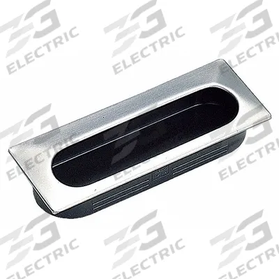 SUGATSUNE Recessed Pull Handle: Snap-In, Stainless Steel, Black, Tray, 1.4 in Overall Lg - Rectangular Recessed Pull Handles