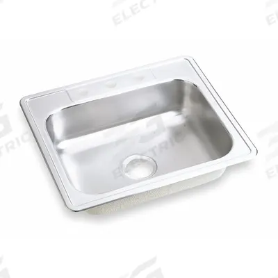ELKAY Bowl Drop-In Sink: 25 in Overall Lg, 22 in Overall Wd, 8 in Bowl Dp, 21 in Bowl Lg - One-Bowl Counter-Mounted Kitchen & Bar Sinks without Faucets