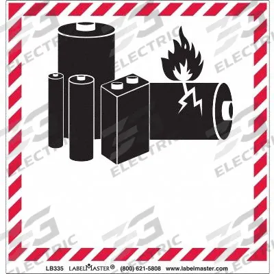 LABELMASTER Container Label: Lithium Battery Handling Marking, 3 15/16 in x 3 15/16 in - Lithium Batteries