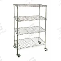 APPROVED VENDOR Wire Shelving Unit: 48 in x 18 in x 68 in, Dry, Split Sleeve, 4 Shelves, Silver (MPN 3TPA4). Key specifications — attr15738: Silver; attr14157: Chrome; attr14150: Dry; attr14159: Round; attr5304: 4; attr14155: (2) Swivel with Brakes; attr14158: Steel; attr14156: Polymer.