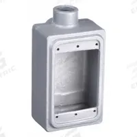 APPLETON ELECTRIC Electrical Box: Iron, Rectangular, 1 Gangs, 1/2 in Hub Size, 18 cu in Capacity (MPN FSLA-1-50). Key specifications — Color: Gray; Brand: APPLETON ELECTRIC.