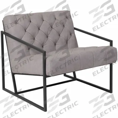 FLASH FURNITURE Club Chair: Gray, Gray, 0 Casters/Glides, 27 1/2 in Overall Wd - Accent Chairs