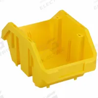QUANTUM STORAGE SYSTEMS Cross-Stacking Bin: 6 5/8 in x 9 1/2 in x 5 in, Yellow, 75 lb Load Capacity (MPN QP965YL). Key specifications — Electrostatic Discharge: Not Electrostatic Discharge Conductive; Brand: QUANTUM STORAGE SYSTEMS; % Recycled Content: 0%.