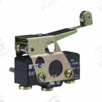 EATON Snap Action Switch: Roller Lever Actuator, SPDT, Screw Terminals (MPN E47BMS43). Key specifications — AC Contact Rating: 15 A @ 250 V; Electrical Connection: Screw Terminals; Series: E47; Brand: EATON.