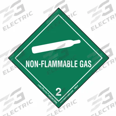 LABELMASTER Container Label: Non-Flammable Gas, 3 15/16 in x 3 15/16 in - Class 2: Gases