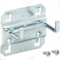 APPROVED VENDOR Double Rod Pegboard Hook: 1 1/4 in x 2 1/4 in, Screw-In, Surface, Silver (MPN 6YB94). Key specifications — Mounting Type: Surface; Finish: Zinc-Plated; Color: Silver; Accessory Type: 90-Degree Double Rod Hook; Locking System: Screw-In; Brand: APPROVED VENDOR.