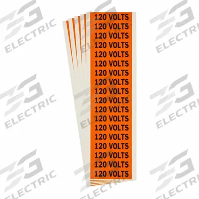 BRADY Conduit & Voltage Signs & Labels: 2 1/4 in Label Wd, 1/2 in Label Ht, 120 Volts - Self-Stick Vinyl Conduit and Voltage Markers
