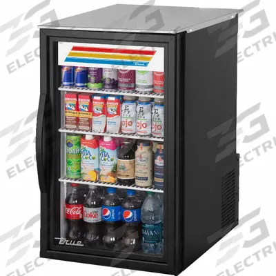 TRUE REFRIGERATION Freezer Merchandiser: 34 in x 20 3/8 in x 26 3/8 in, Black, Glass Door - Countertop Refrigerator Merchandisers