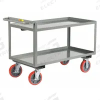 LITTLE GIANT Utility Cart: 3,600 lb, 48 in L x 24 in W Shelf, 2 Shelves, Gray, Flat (MPN GL-2448-8PYBK). Key specifications — Caster/Wheel Configuration: (2) Swivel with Brake; Brand: LITTLE GIANT; Caster Wheel/Tread Material: Polyurethane.