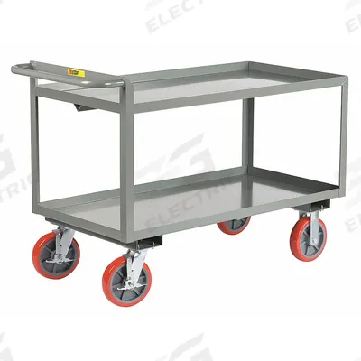 LITTLE GIANT Utility Cart: 3,600 lb, 48 in L x 24 in W Shelf, 2 Shelves, Gray - Heavy-Duty General Purpose Utility Carts