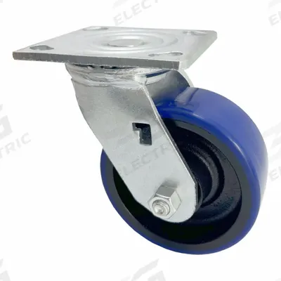 APPROVED VENDOR Plate Caster: Swivel, No Brake, Polyurethane, 5 in Wheel Dia, 2 in Wheel Wd - Medium-Duty Plate Casters