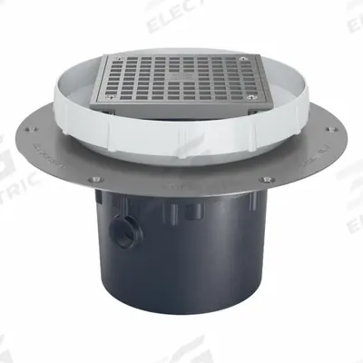 ZURN Floor Drain: 9 7/8 in Overall Dia, 5 in Grate Size, 4 in Nominal Pipe Size - Height Adjustable Floor Drains