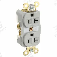 HUBBELL Receptacle: Duplex, 5-20, Gray, 125V AC, 20 A, 2 Pole / 3 Wire (MPN HBL5362GY)