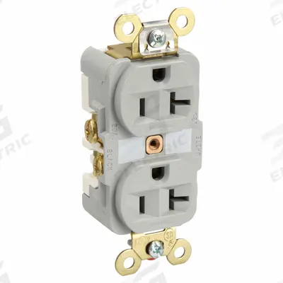 HUBBELL Receptacle: Duplex, 5-20, Gray, 125V AC, 20 A, 2 Pole / 3 Wire (MPN HBL5362GY) - General Purpose Receptacles