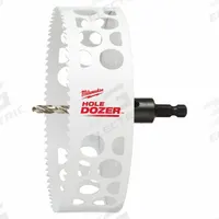 MILWAUKEE Hole Saw: 4 1/4 in Saw Dia., 3/5 Teeth per Inch, 1 5/8 in Max. Cutting Dp, Bi-Metal (MPN 49-56-9698). Key specifications — attr1098070: 3/5; attr1098087: MILWAUKEE; attr1098073: 5/8"-18.