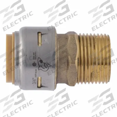SHARKBITE MAX Push-Fit Adapter Fitting: Straight, 3/4 in OD x 3/4 in Pipe Size, Brass - Standard Brass Push-to-Connect Tube Fittings