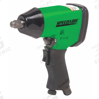SPEEDAIRE Air Impact Wrench: Full-Size, 1/2 in Drive, Pistol-Grip, Square, 1/4 in NPT Air Inlet - Right-Angle Air-Powered Impact Wrenches