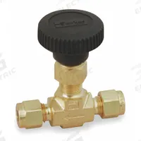 PARKER Needle Valve: Inline Valve Body, Brass, Integral Bonnet, 1/2 in Pipe Size, Compression, PTFE (MPN 8A-V8LR-B). Key specifications — For Media: Oil; Standards: ISA S75.02; Brand: PARKER; Valve Series: V; Stem Type: V-Stem; Connection Type - Side 1: Compression; Connection Type - Side 2: Compression; Connection Type: Compression x Compression.
