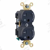 LEVITON Plugs and Receptacles: Duplex, 5-20, Black, 125V AC, 20 A, 2 Pole / 3 Wire (MPN 5362-2PE)