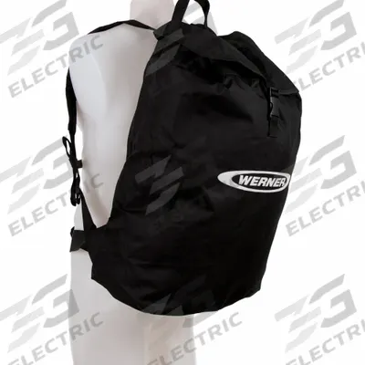 WERNER K120002 Fall Protection Back Pack: Black, Padded Shoulder Straps/Reinforced Bottom - Backpacks