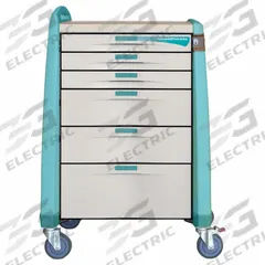 CAPSA HEALTHCARE Anesthesia Cart: Polymer, (1) Swivel with Brake/(3) Swivel, Green, 6 Drawers (MPN AM-AN-STD-KEY-GR). Key specifications — Material: Polymer; Brand: CAPSA HEALTHCARE; Caster/Wheel Configuration: (1) Swivel with Brake; Cabinet Color: Green.