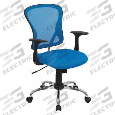 FLASH FURNITURE Office Chair: Alfred, Blue, Mesh Material, 19 1/2 in Back Ht - Fixed-Arm Office Chairs