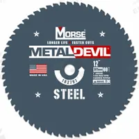 MORSE Circular Saw Blade: 12 in Blade Dia., 60 Teeth, 0.09 in Cut Wd, 1 in Arbor Size, Carbide (MPN 102797-WWG). Key specifications — attr1116119: MORSE; attr1145631: Steel.