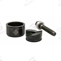 GREENLEE Knockout Punch Set: 10 ga Sheet Metal Capacity (Steel), 2 27/64 in Nominal Size, Round (MPN K2BB-2). Key specifications — attr63418: K2BB-2; attr63421: GREENLEE; attr63425: Yes; attr63427: Ratchet (1 in); attr63430: Mild Steel.