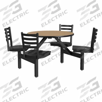 PALMER HAMILTON Cafeteria Stool Table: Maple, Chair Seat, 34 in Overall Ht, 54 in Overall Lg - Portable Multi-Purpose Cafeteria Tables